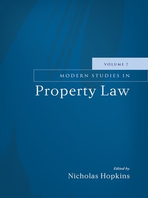 cover image of Modern Studies in Property Law, Volume 7